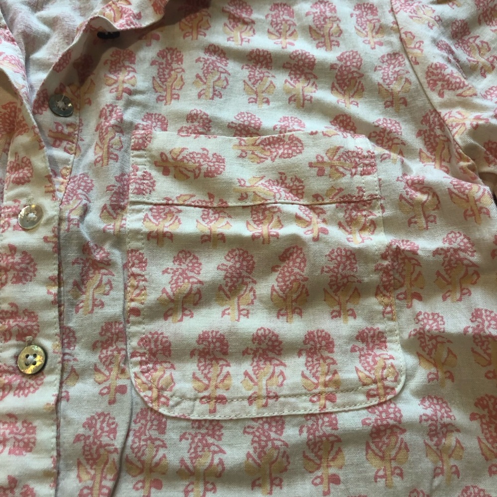 Faherty Rae Dress Shirt Dress Linen Taj Floral - Picture 5 of 10